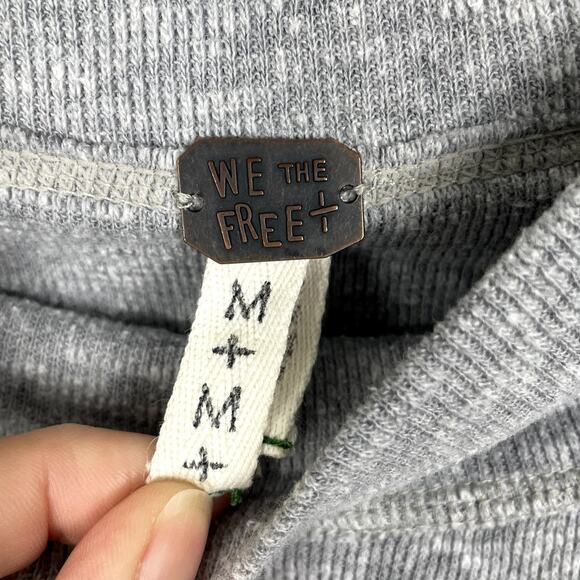 Free People Thermal Off Shoulder Henley Tunic Top Gray Women's Size Medium - Picture 11 of 12